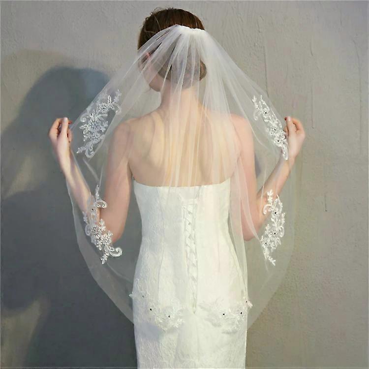 Bridal Veil-Layered Short Wedding Veil,80-100cm,White