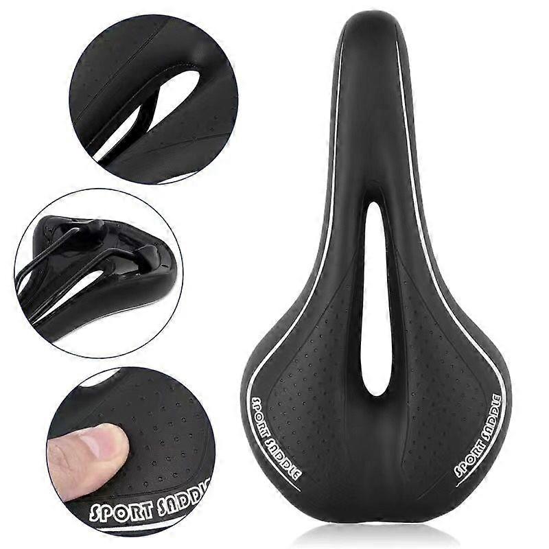 Mountain Bike Saddle Comfortable Soft Cycling Pad Daily Use Bicycle Saddle for Road and Track PU Leather Cover Shock Absorbing Gel Padding