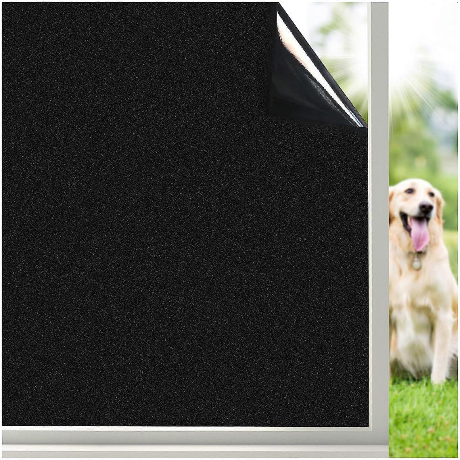 100% Blackout Window Film UV Heat Blocking Privacy Tint, Frosted Glass Look, Static Cling No Glue, 17.5W X 78.7L