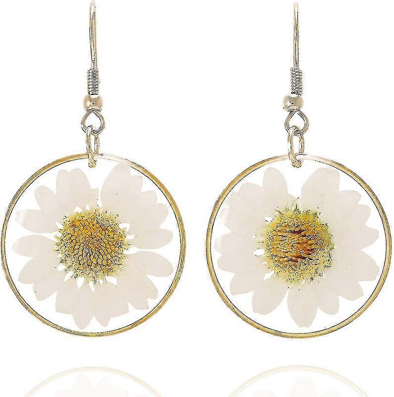 Pressede Flower Circle dråbe øreringe--