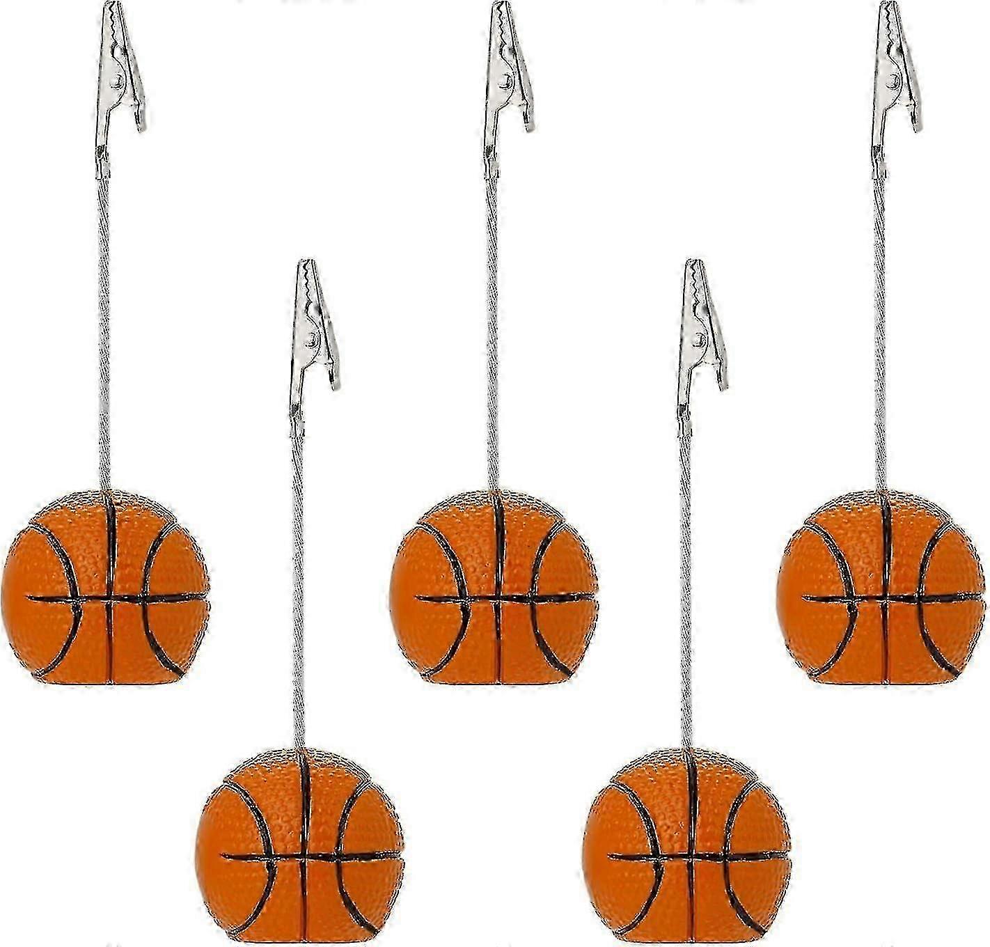 5 Pack Resin Ball Base Memo Clip Holder Stand Note Paper Clip Pictures Card Display with Alligator Clip,Soccer