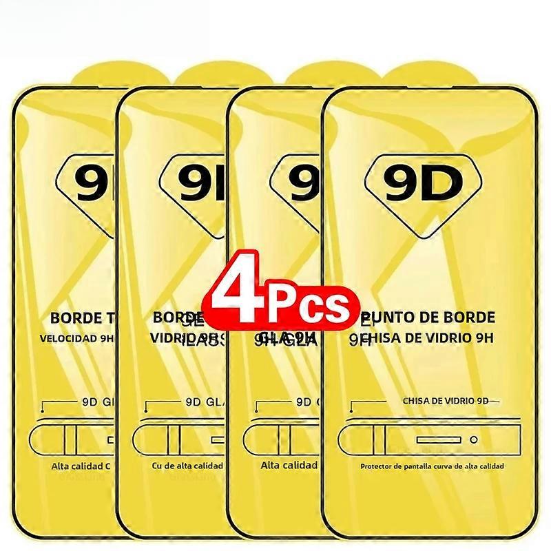 4PCS 9D Full Coverage Tempered Glass for iPhone 14 pro Max 14 plus 15 HD Screen Protector Anti-Fingerprint Anti-Wrinkle for iPhone 13 pro Max 12 11 13