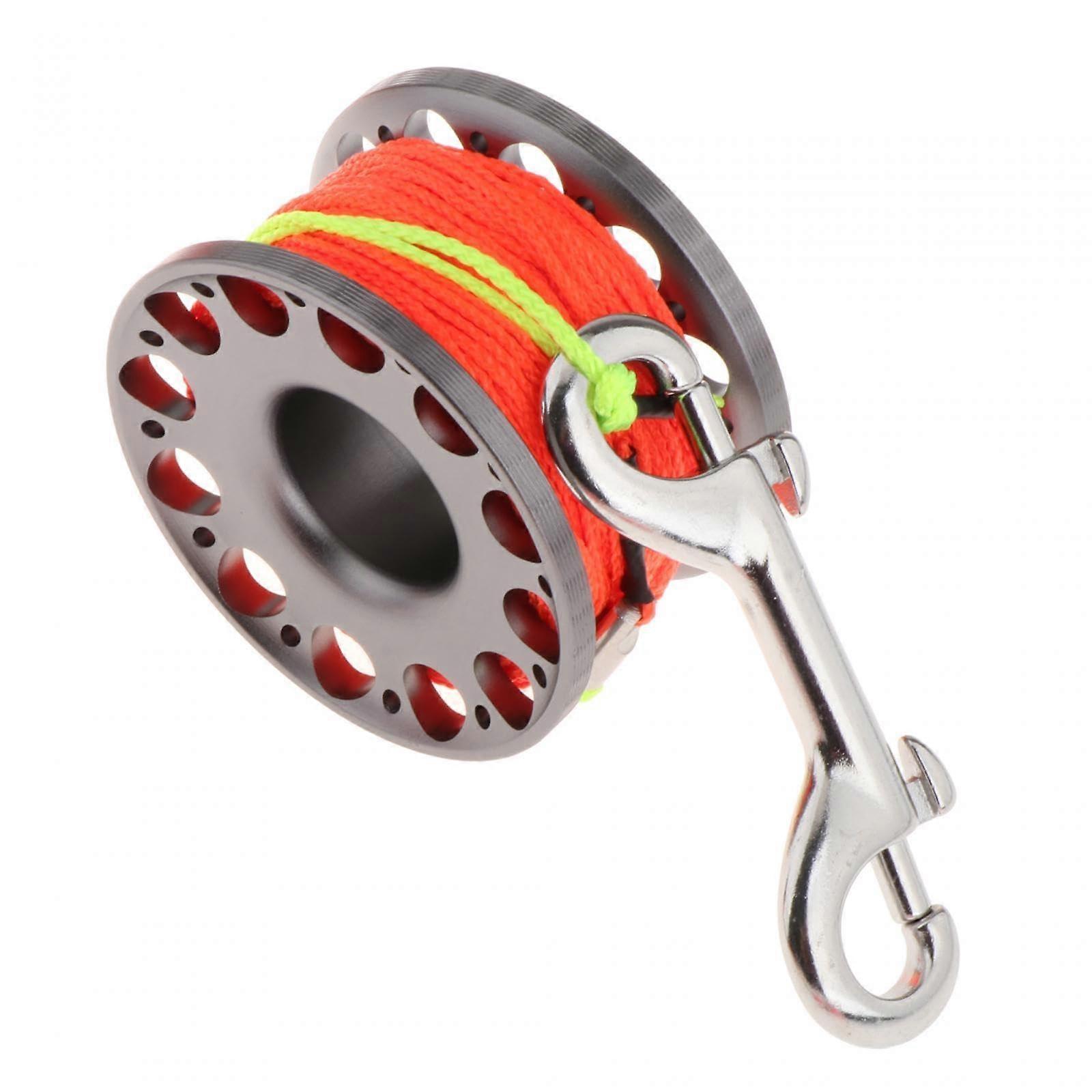 30M High Visibility Diving Reel, Flat Leash, Wreck Diving Tech Spool Reel, Diving Spool Roll for Snorkeling Equipment Grey Roll