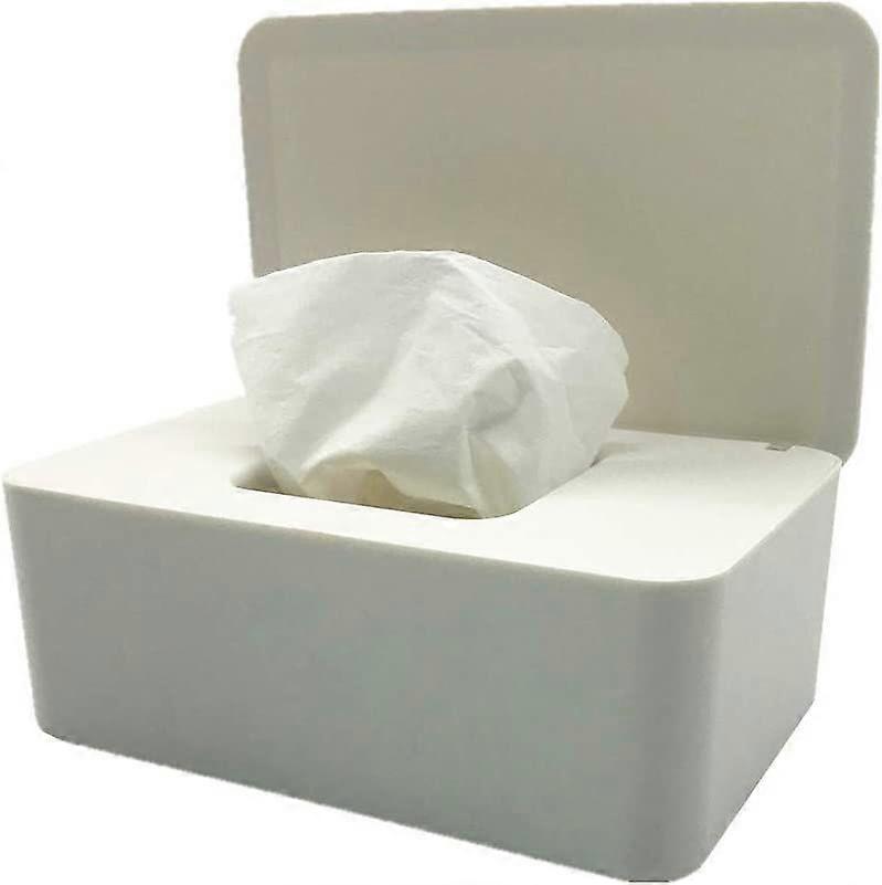 מחזיק מתקן מגבונים, מארז אטום נרתיק מגבונים לחים לתינוק מחזיק מגבונים לתינוק עם מכסה לשולחן משרד ביתי, מעונות, מטבח, חדר רחצה, יהירות (לבן)