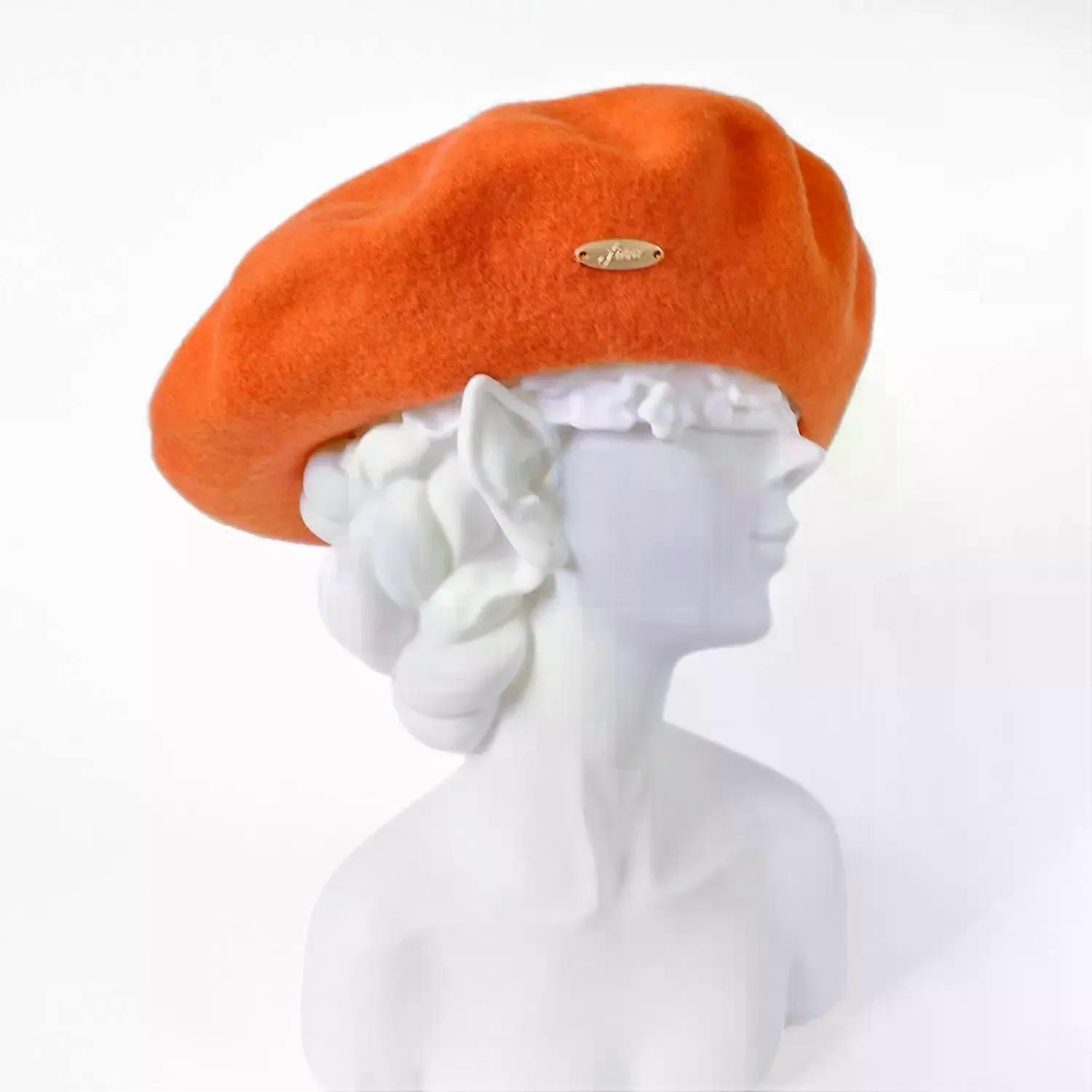 Beret autumn and winter fashion all-match Korean retro wool painter hat female hand-sewn gold label wool beret