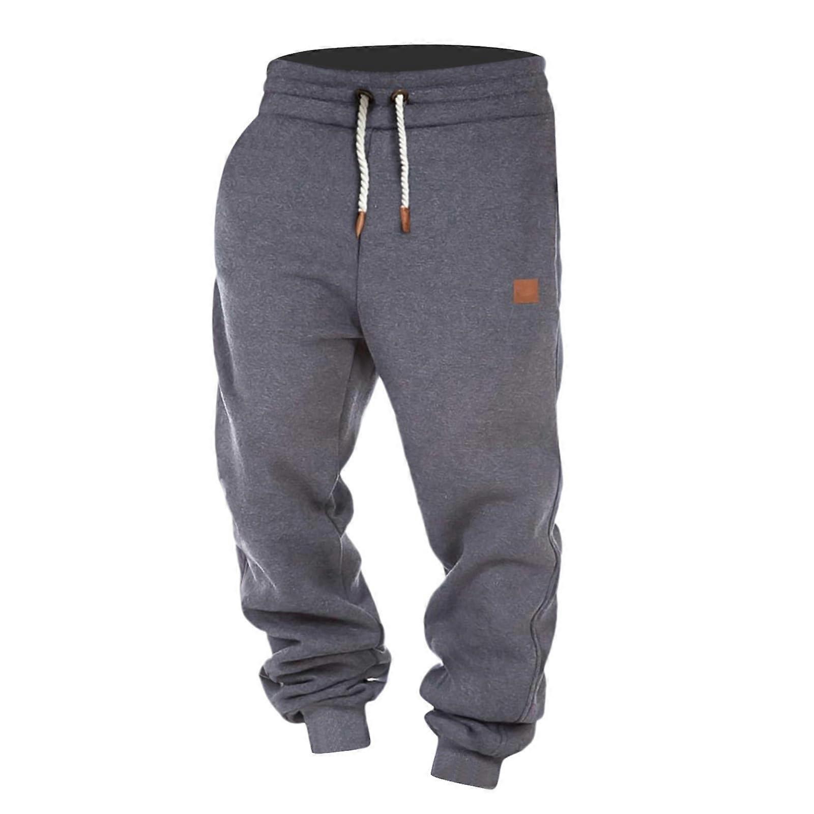 Mens Joggers Slim Fit Sweat Pants for Outdoor Sports, Soft Material, Pull On Design, Large Size, Dark Gray, Model 4211-owwqn