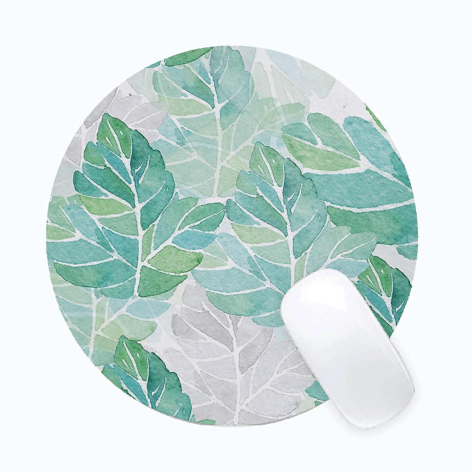 Green Sunflower Pattern Circular Mouse Pad, Diameter: 22Cm