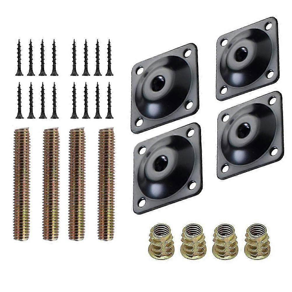 4Pcs/Set Furniture Leg Mounting Plates Sofa Leg Attachment Plates M8 Hanger Bolts Screws Adapters M