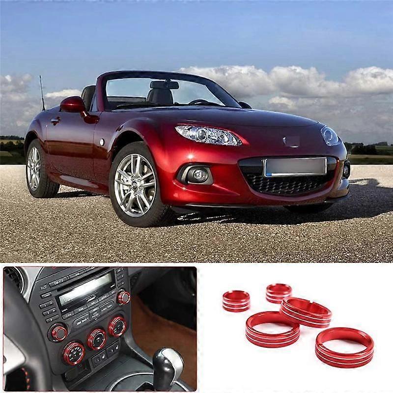 Air Conditioner Volume Knob Cover Trim Ring Decorative Aluminum Alloy for MX-5 2009-2015 Accessories (Red)