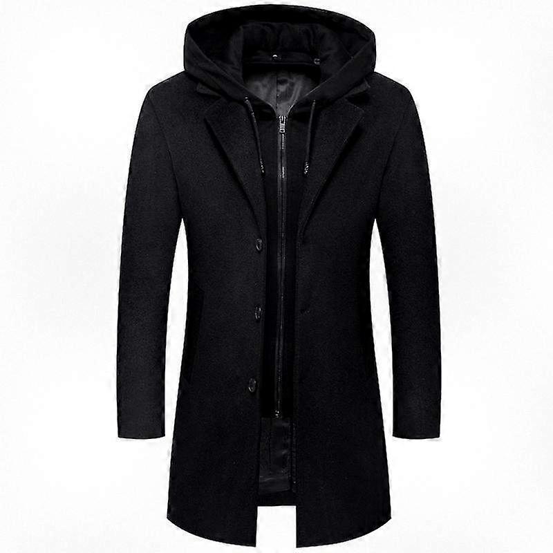Men's Wool Blend Long Winter Overcoat, Warm Trench Style Pea Jacket