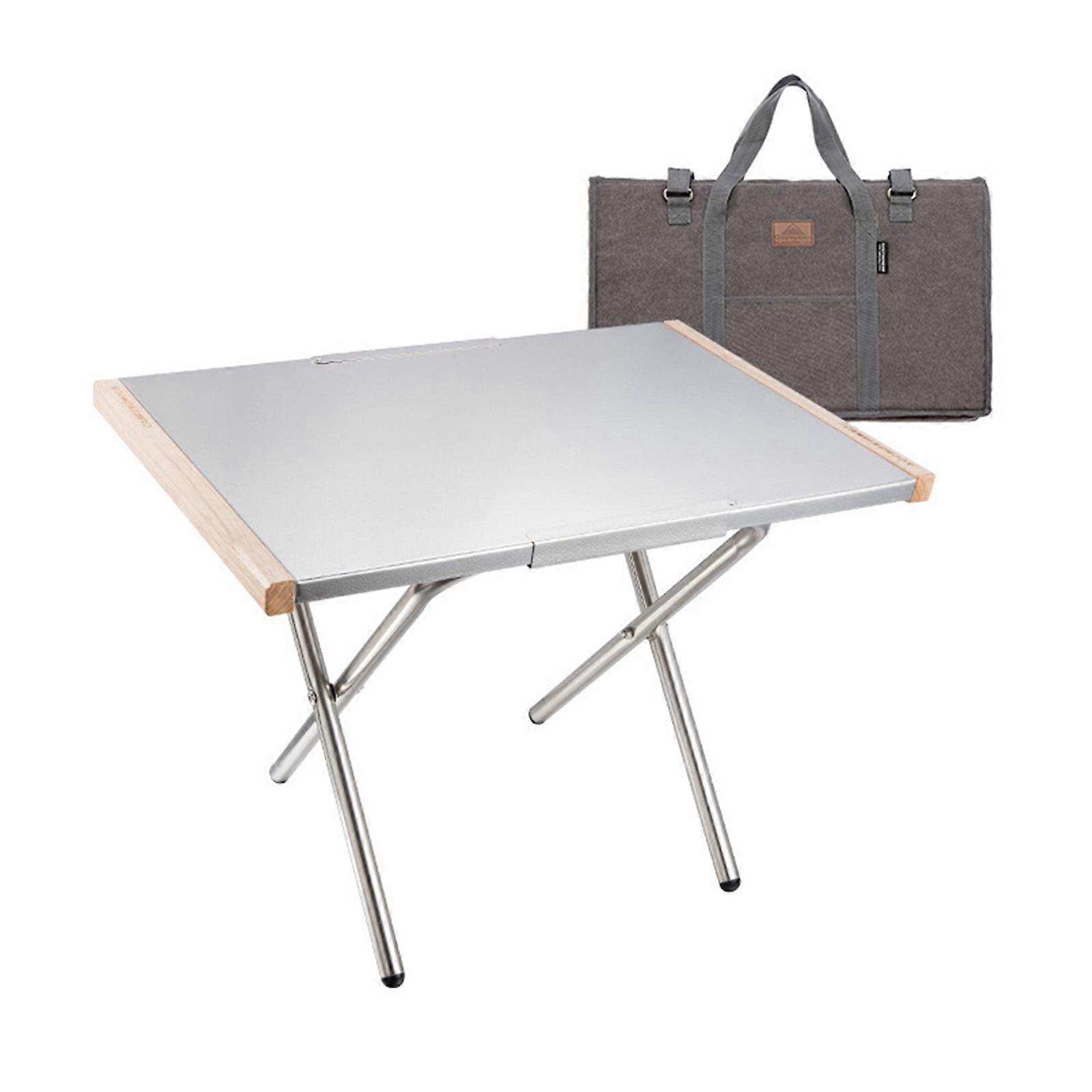 Small Steel Table Foldable Easy to Store High-Temperature Resistant Pleasing Quick Installation Stainless Steel Tabletop High Load-Bearing Capacity