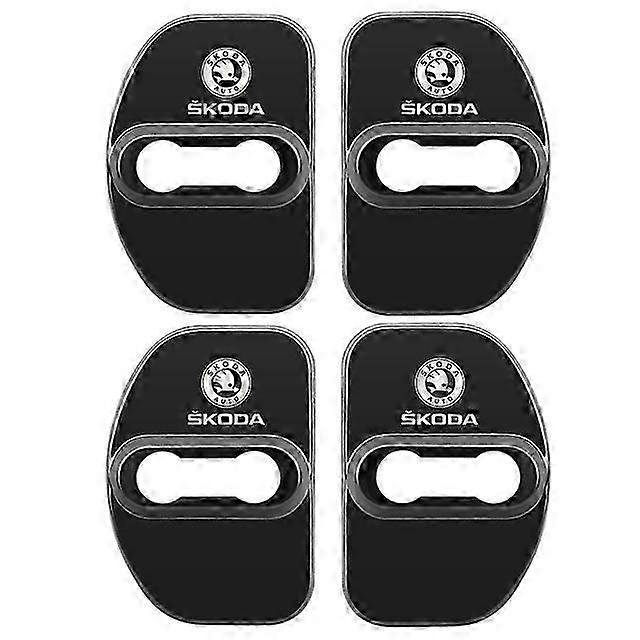 4 قطع سيارة السيارة الداخلية قفل الباب الديكور الحماية من الصدأ الفولاذ المقاوم للصدأ غطاء القضية لسكودا أوكتافيا فابيا رابيد يتي كودياك رائع فابيا - Veh
