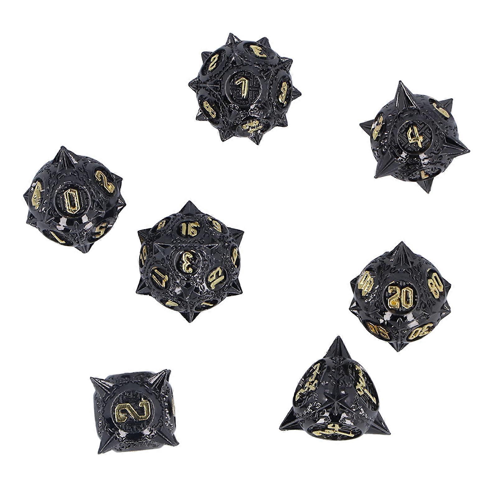 7 PCS Metal Set Polyhedral Portable Board Game Dice nced Scrolling Vintage Table Games Accessory