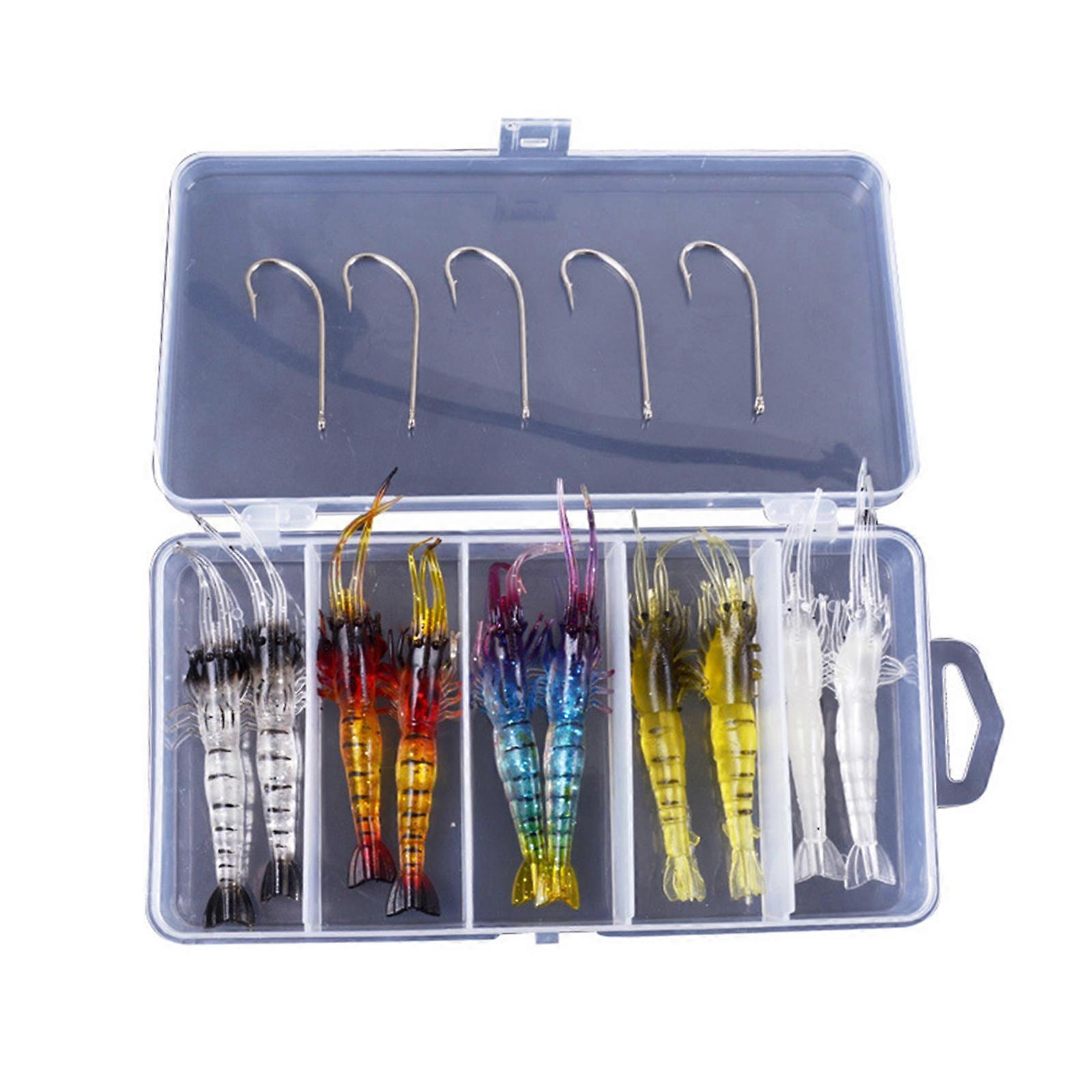 10 adet Silikon Yapay Yemler Yumuşak Karides Yemleri Rig Balıkçılık Yemleri Jigler Alabalık Balıkçılık Tackle Aksesuarları için Kanca ile