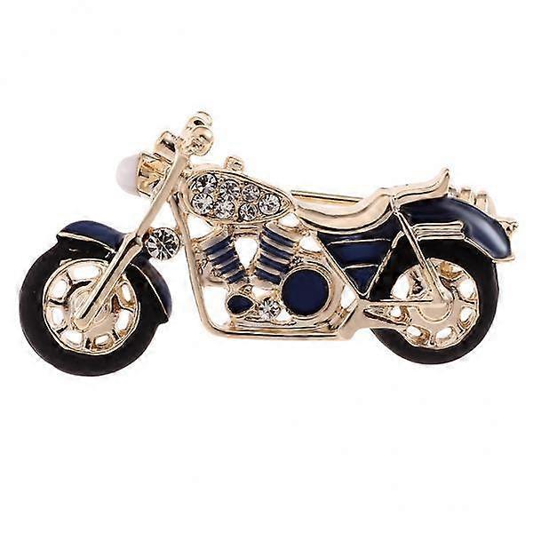 Blue Rhinestone Motorcycle Lapel Pin for Men