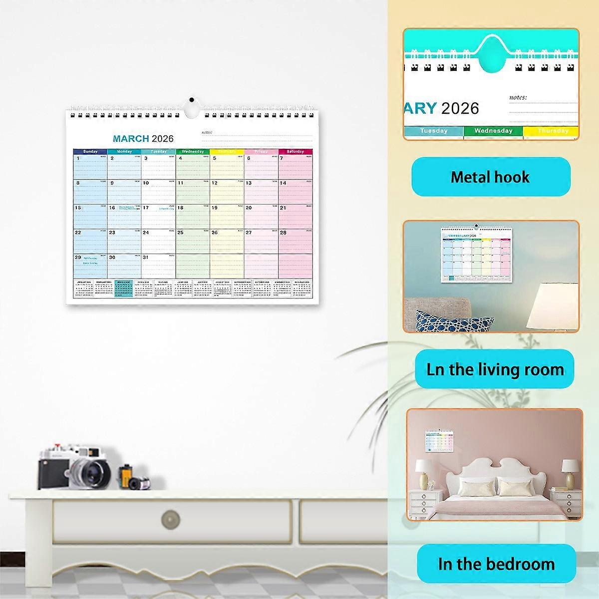 Sturdy Double Coil Binding Large Calendar Block January 2026 - 2027 WUD5512