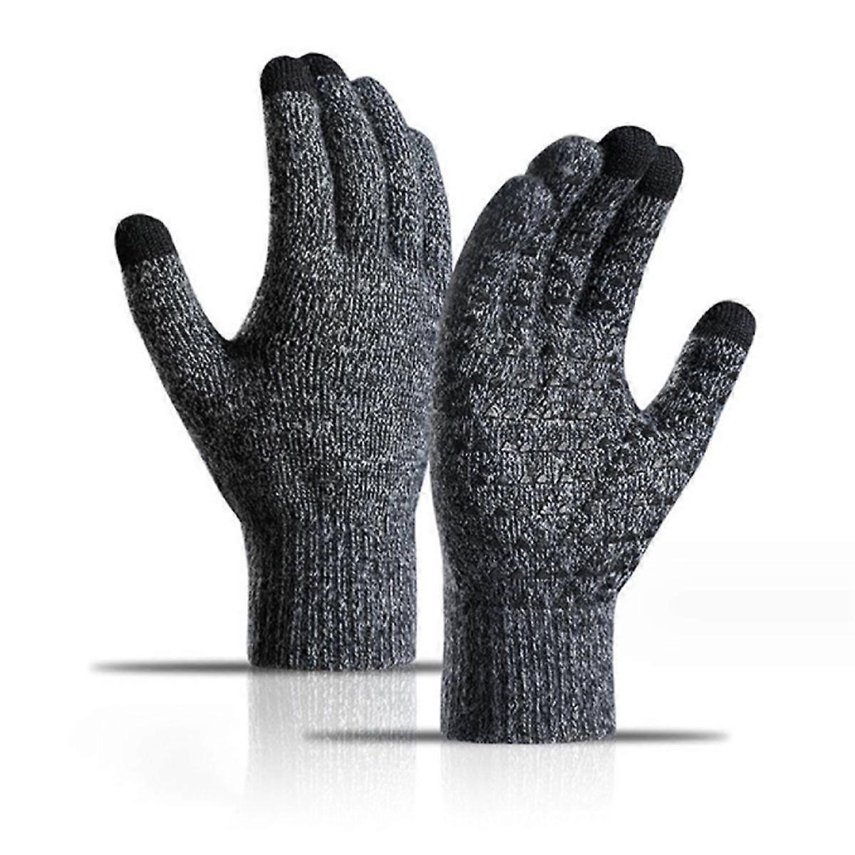 Winter Cold Proof Knitted Gloves Warm Plush Thickened Full Finger Gloves