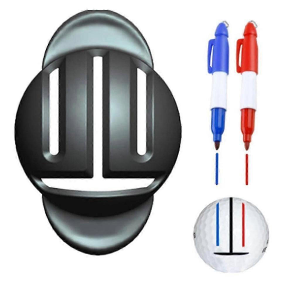 משטח יישור לסימון כדורי גולף נייד עם 2 עטי מרקר, כלי יישור לסימון כדורי גולף עמיד, הפעלה קלה