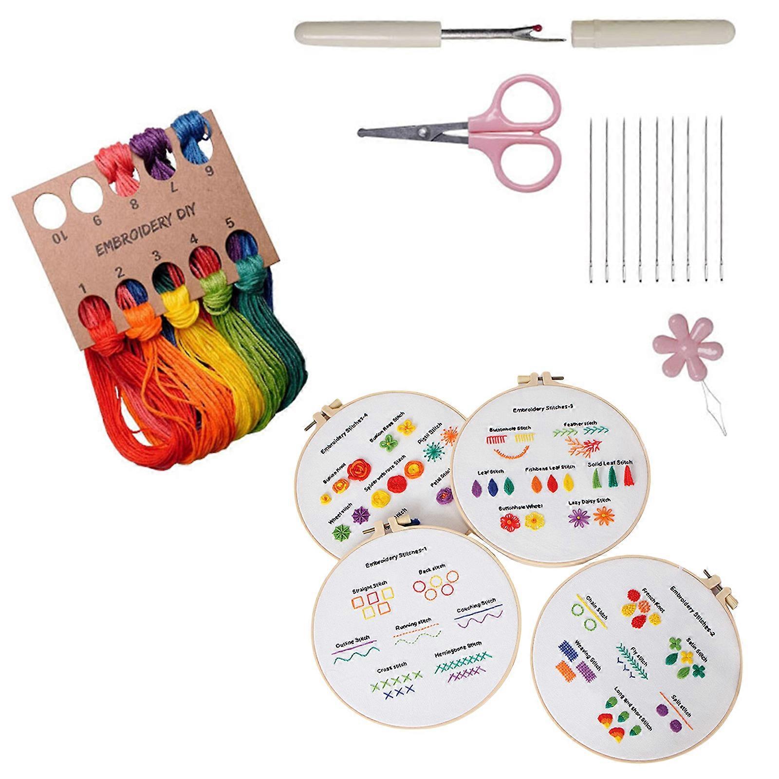 Beginners Embroidery Stitch Practice Kit Embroidery Start Kits for Practising and Advanced Embroidery Cross Stitch Kits Multicolor