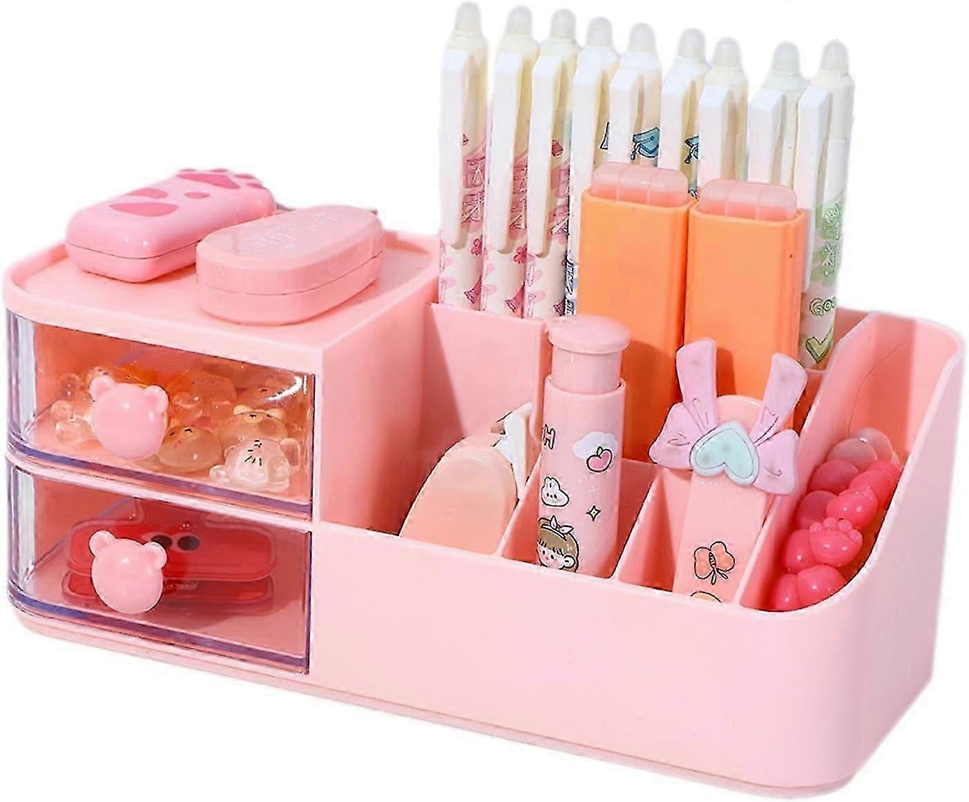 Cute Cartoon Desktop Organizer | Multi-Functional Storage Box with Accessories