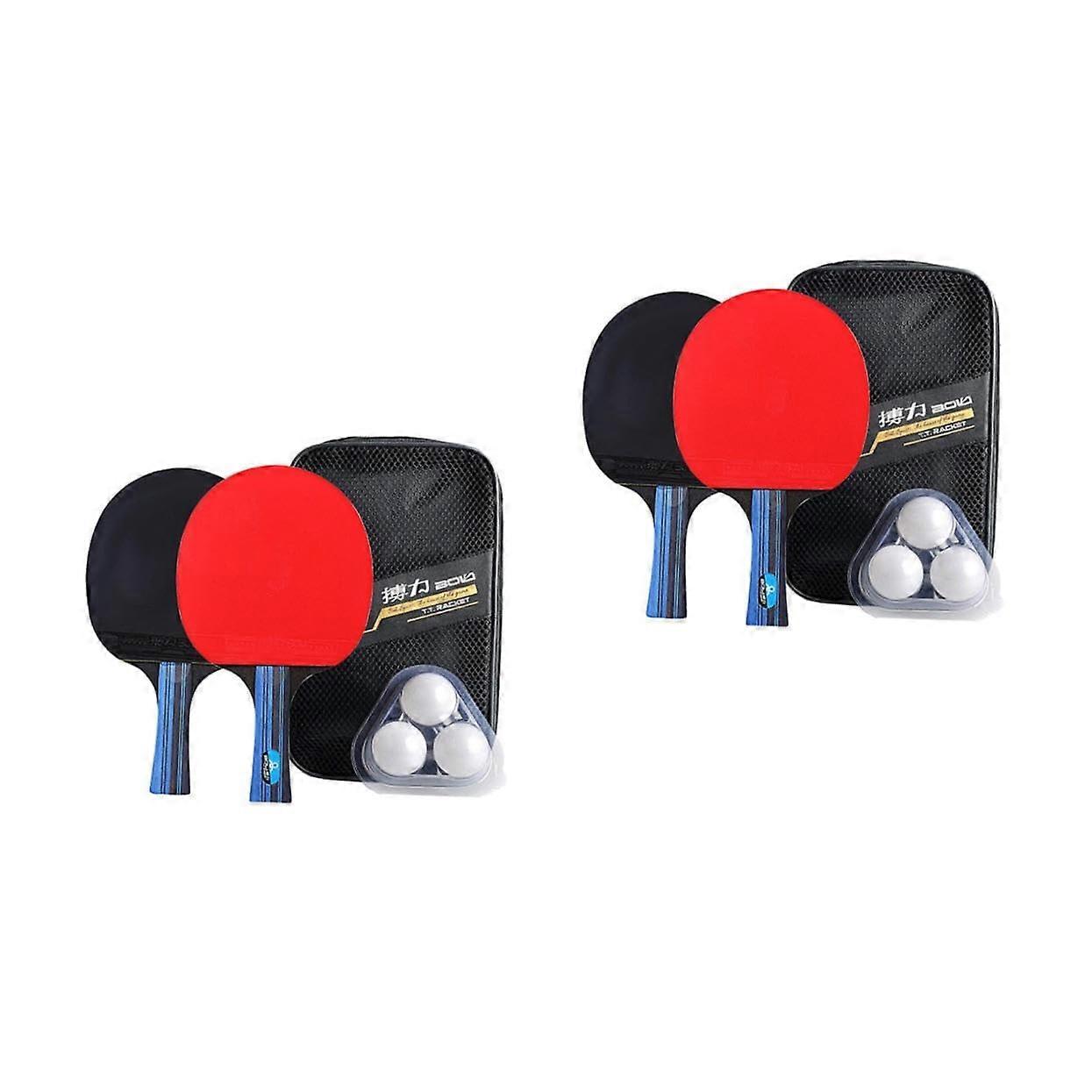 Table Tennis Bat Games Throwing Bats Outdoor Badminton Net TT Paddle Red Leather 2