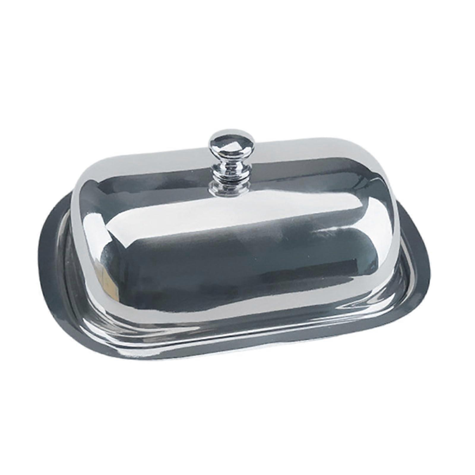 Stainless Steel Butter Dish with Lid, Elegant Breakfast Serving Tray for Restaurant Use, Kitchen Bread Storage Container