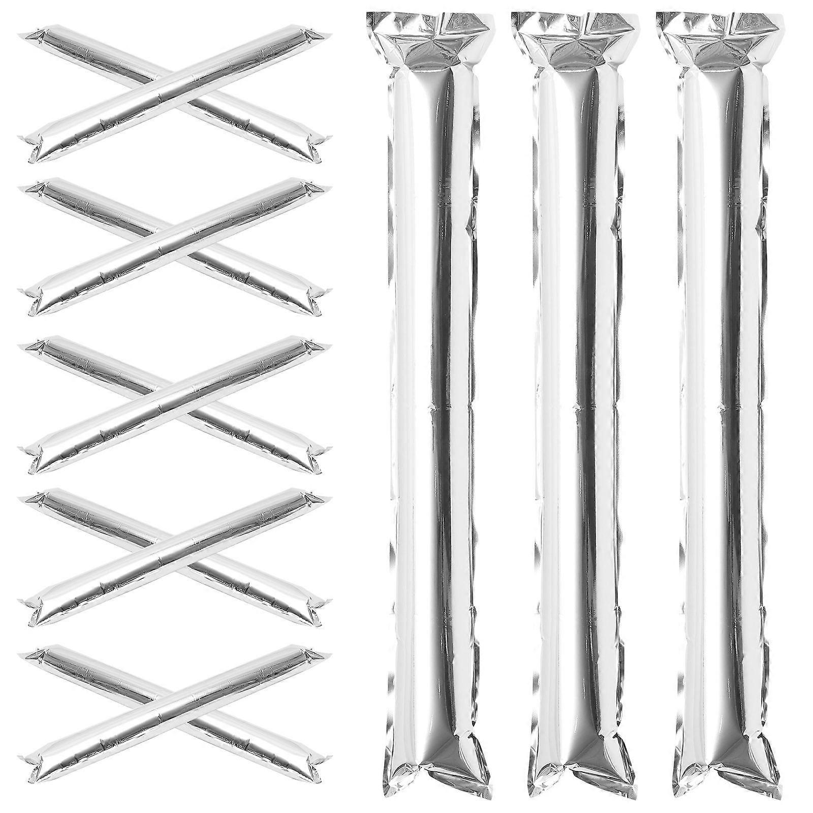 24 Pcs Inflatable Thunder Sticks Noise Makers Silver Cheering Clappers Lightweight Reusable Party Props for Sports Events Football Basketball Games