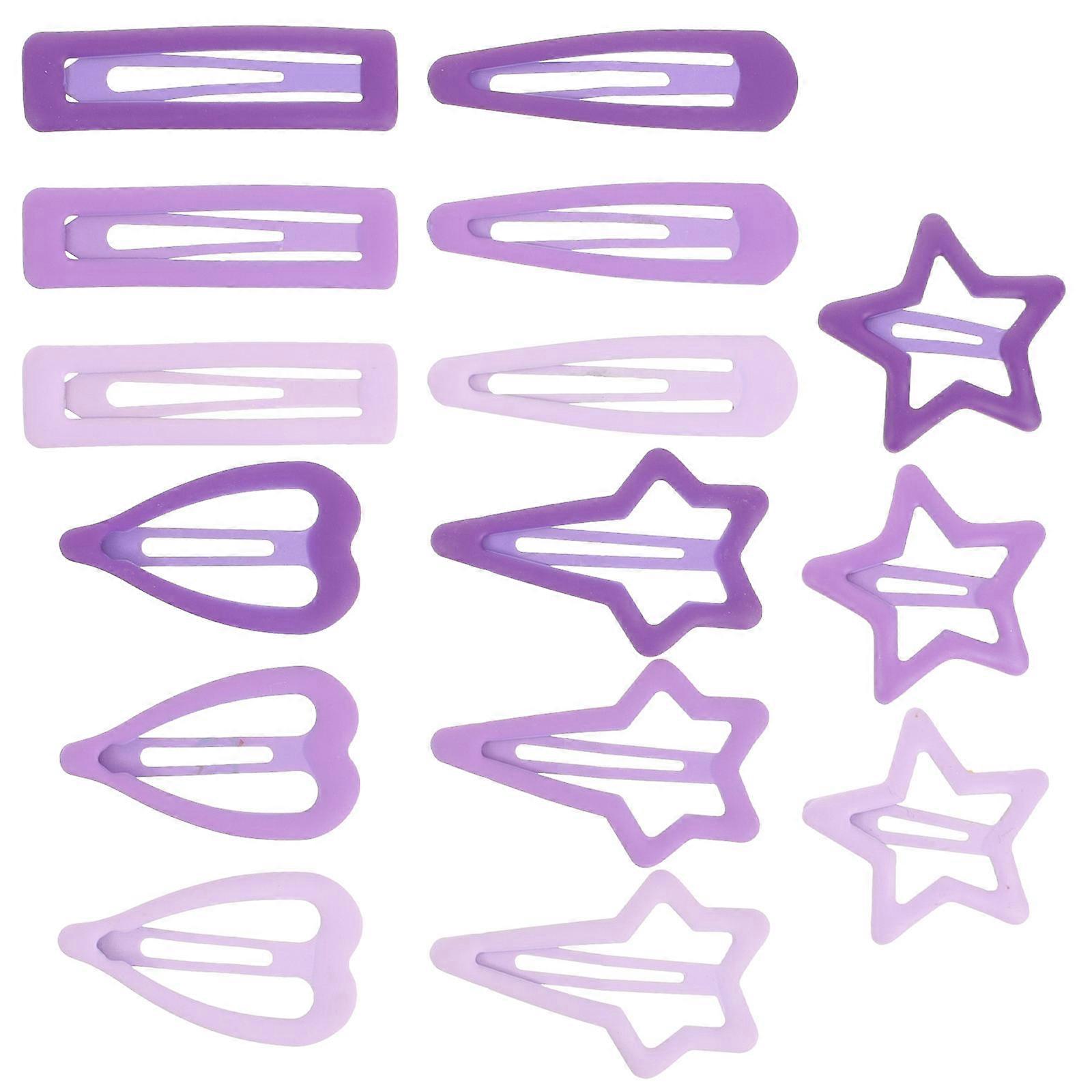 15pcs Cute Snap Hair Clips with Star, Heart, Teardrop & Rectangle Designs – Stylish Metal Barrettes for Everyday Wear & Special Occasions