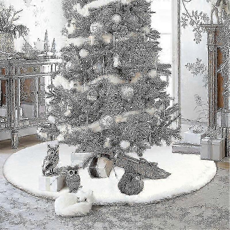 Plush Faux Fur Christmas Tree Skirt Carpet Xmas Floor Mat Ornaments