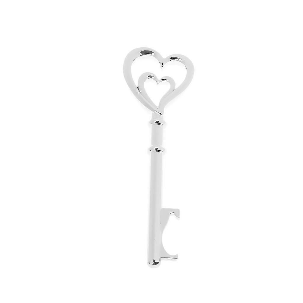 Romantic Hearts Key Pattern Soda Beer Can Opener - Silver