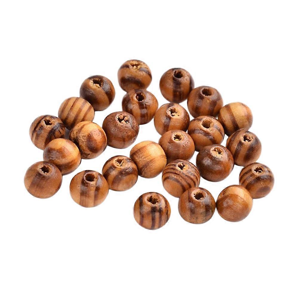 Natural Painted Wood Beads 200pcs Round Loose Wooden Beads for Jewelry Making, Crafting, Macrame, DIY Bracelets, Necklaces, Floral Patterns