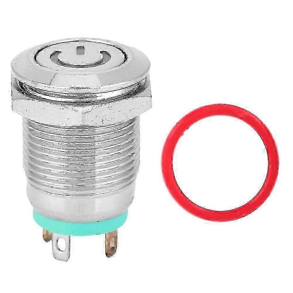 2025 12mm Green Led Self Reset Metal Push Button With Power Symbol (12v)_ZKD22