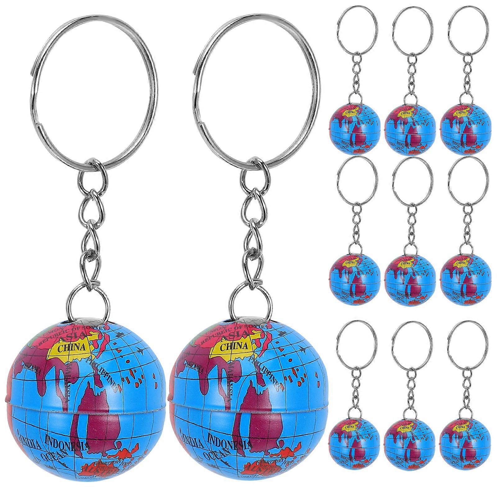 12pcs Globe Design Keychains Creative Key Rings Tellurion Pendant Key Holder Craft Ornaments for Car Key Bag Decor