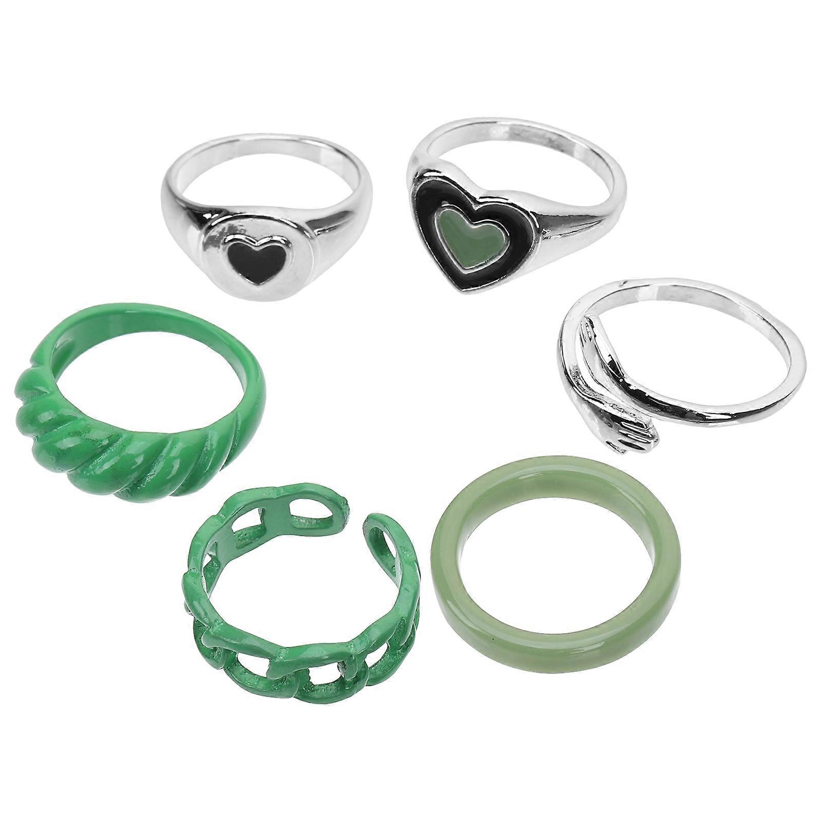 It seems like you're referring to a product listing or description for **6pcs Stackable Summer Rings For Women** with a **Creative Heart Design**,