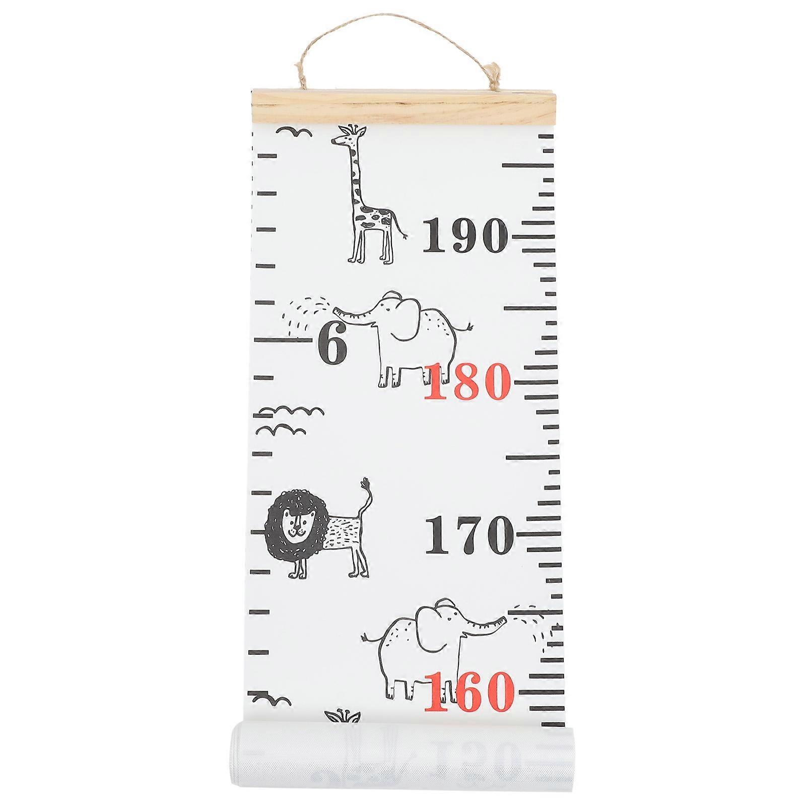 Wall Hanging Growth Chart with Cartoon Animal Design for Nursery – Removable Canvas, Safe and Durable Height Measurement Ruler for Kids