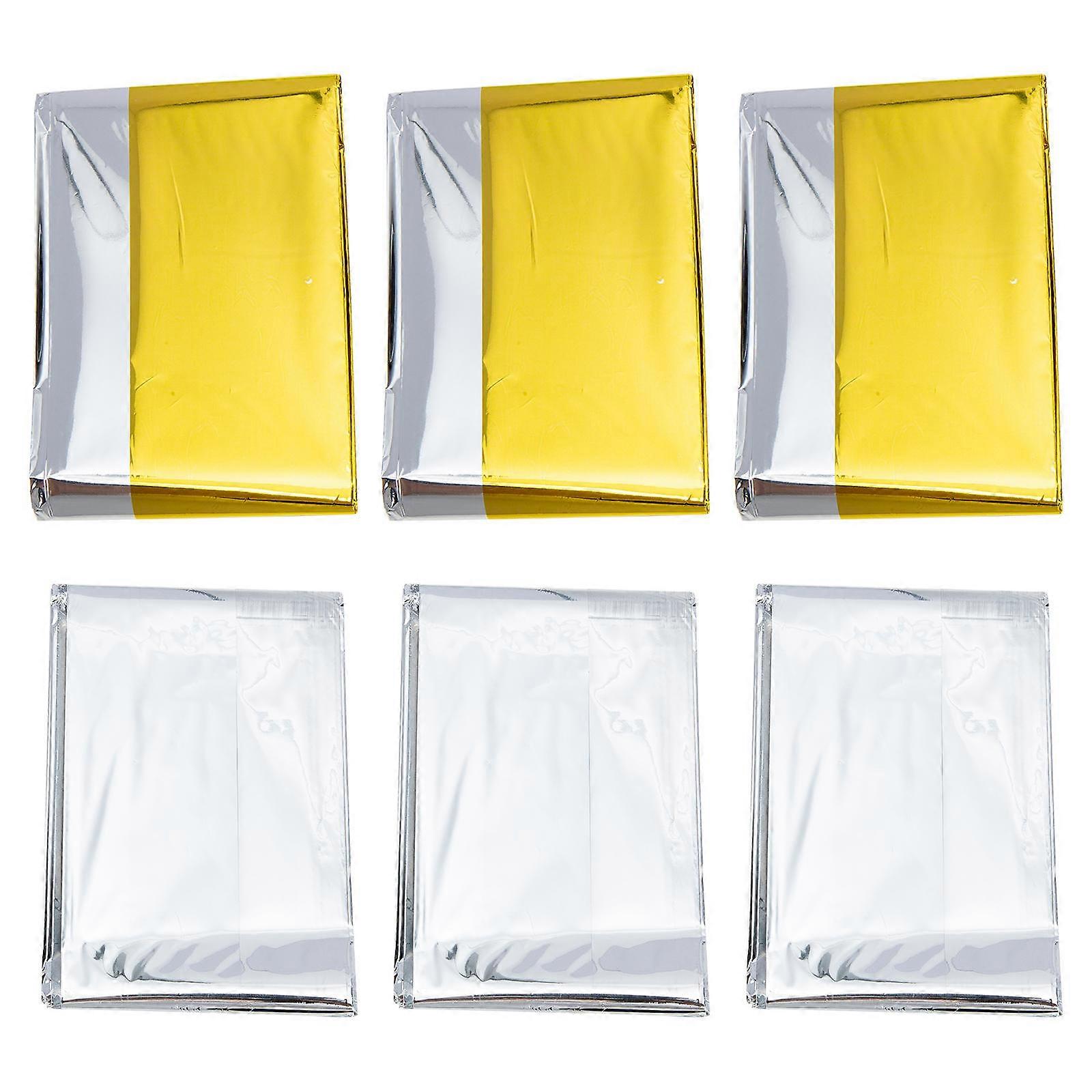 6pcs Survival Blanket for Camping, Emergency Use – Compact Reflective Design for Outdoor Safety and Sun Protection