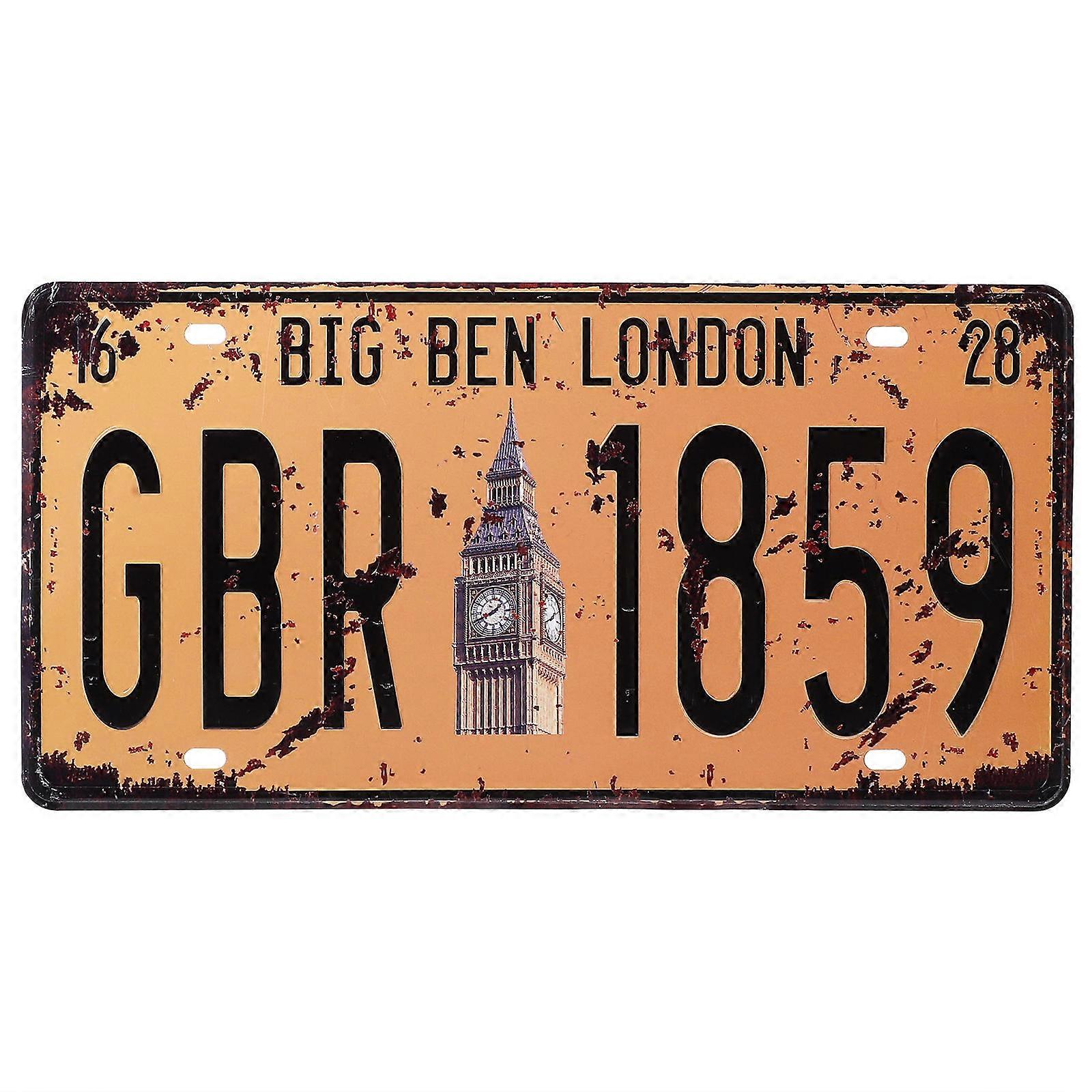 Retro Style Iron Sheet Painting Rectangle Tinplate Decorative Front License Plate For Coffee Shop 1Pack