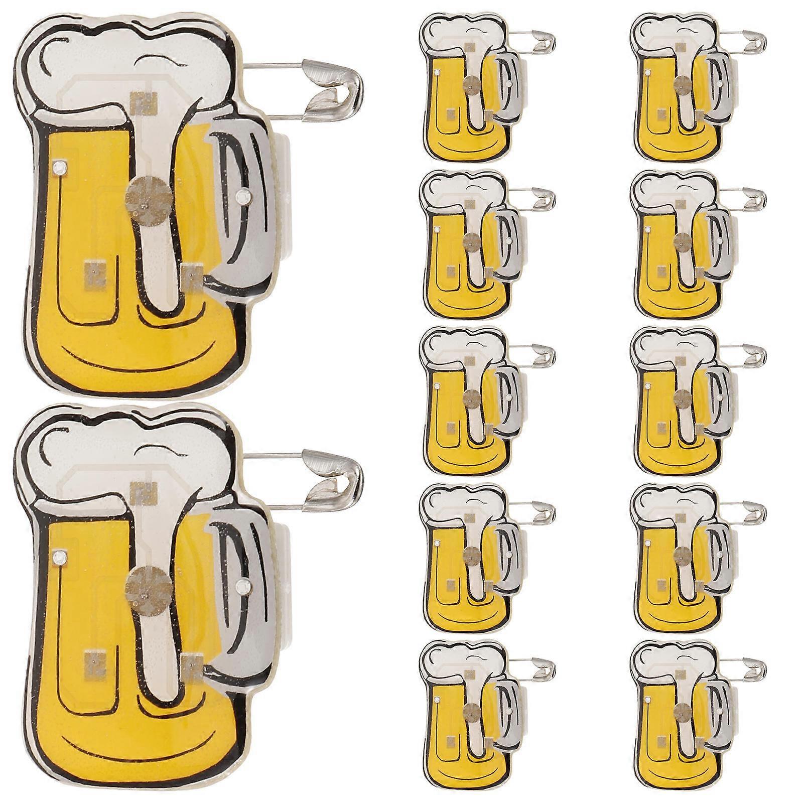 Lapel Flash Light Creative Beer Mug Flashing LED Light Brooch Party Favors Assorted Color 3.00X2.00X1.20CM 12Pcs