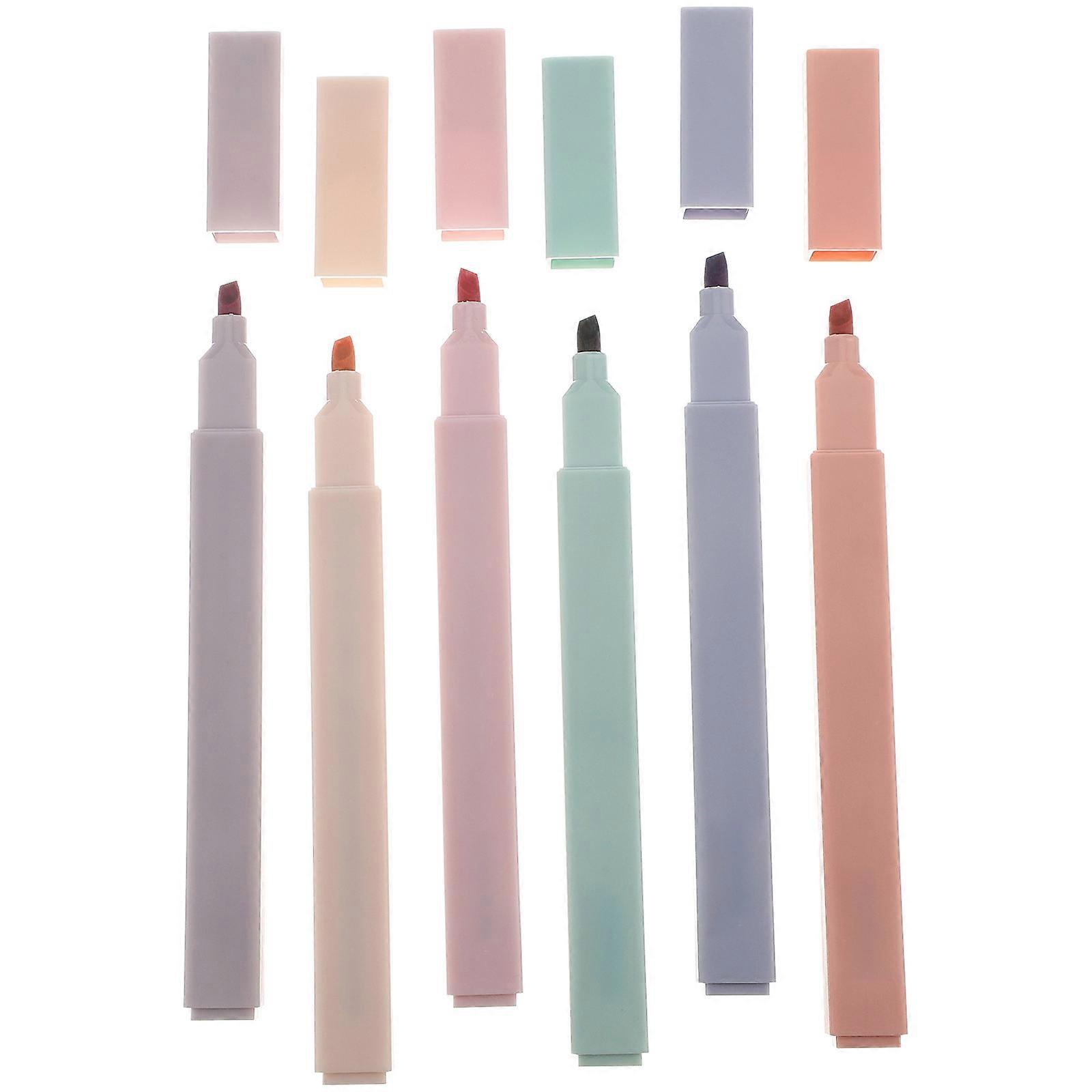 Annotating Highlighters Soft Tip Portable Marker Pens Student Stationery Studying Essentials 6Pcs