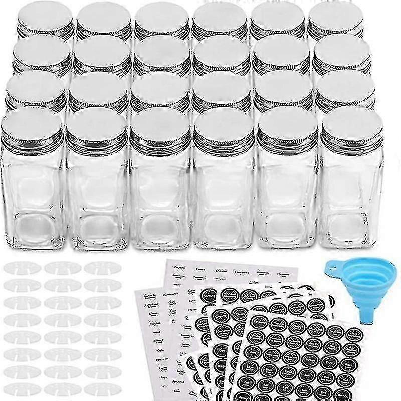 12 Glass Jars/bottles-with 20 Labels-shaker Caps And Metal Caps-includes Silic Collapsible Funnel-YGWL