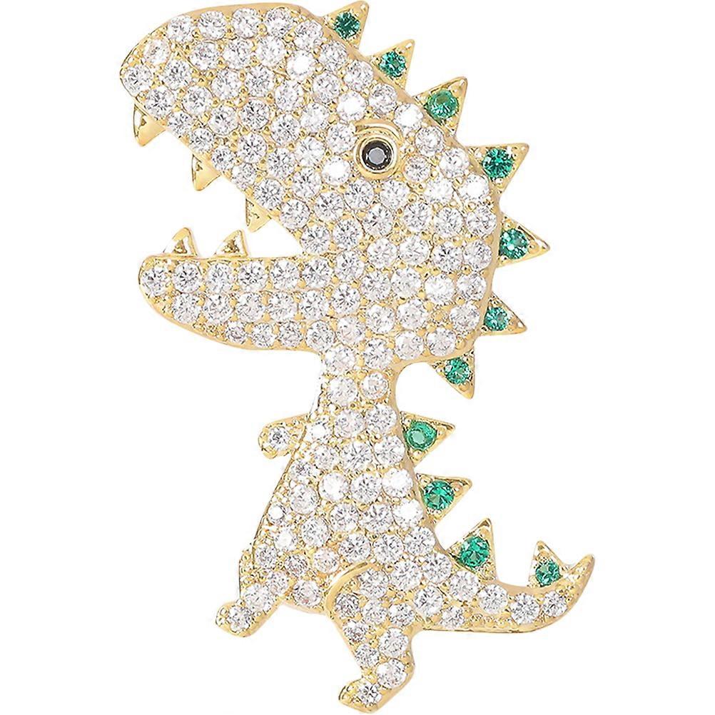 Dessin animé dinosaure broche épingle femmes pull costume accessoire décoratif doré 3x1.7CM cuivre vêtements décorateur 1Set
