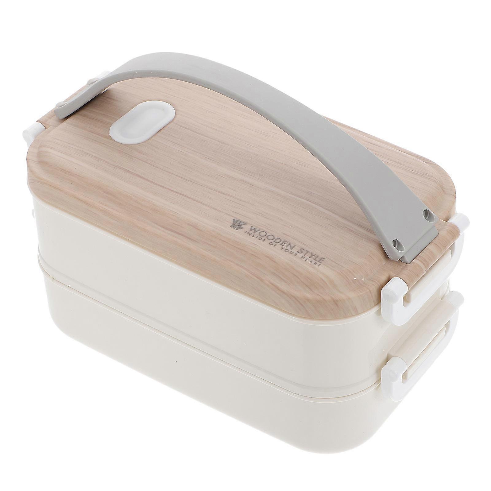 Bento Salad Containers Stainless Steel Lunch Box Double Layer Design Portable Prevent Spills For School 1 Set