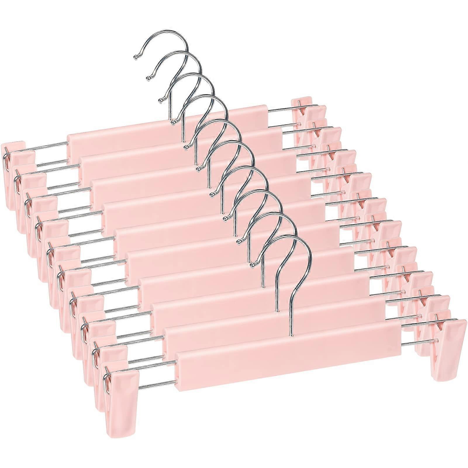 10-pack hangers with sturdy, non-slip adjustable clips Pink