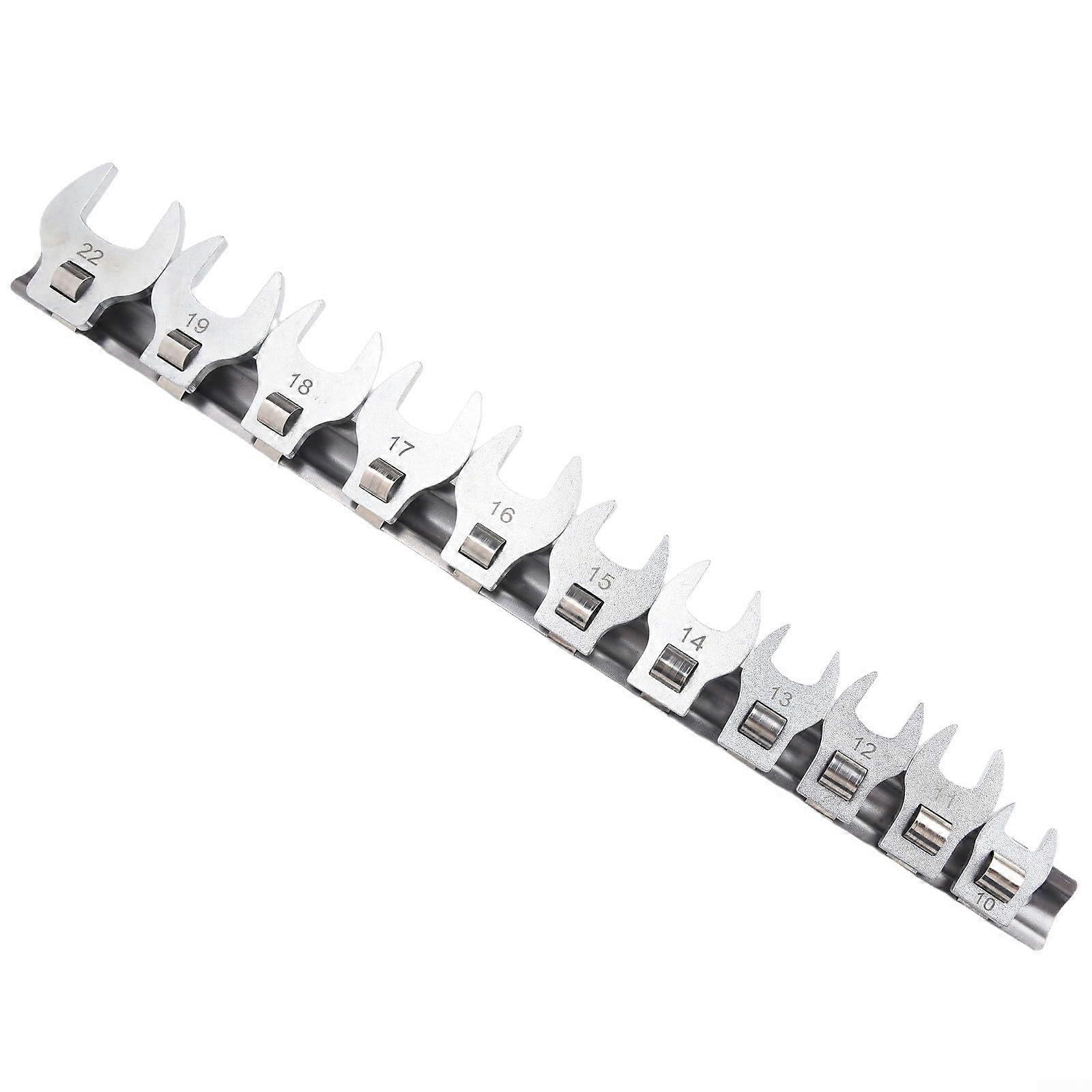 11pcs Metric Crowfoot Wrench Set 10-22mm Open End 3/8" Drive for Automotive and Mechanical Applications
