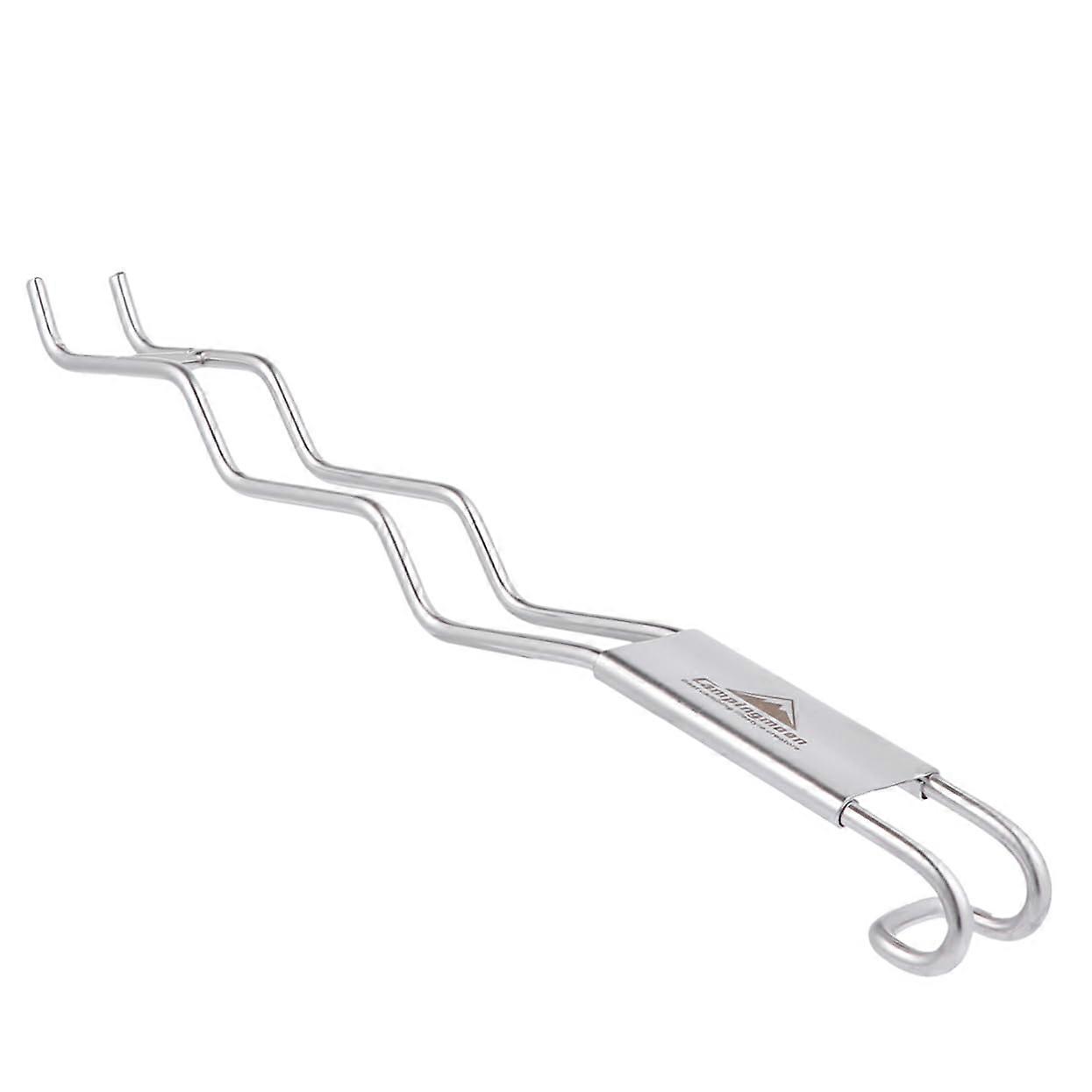 Grill Fork with Practical Clip for BBQ Skewers - Durable Stainless Steel Grill Accessory for Outdoor Camping and Parties