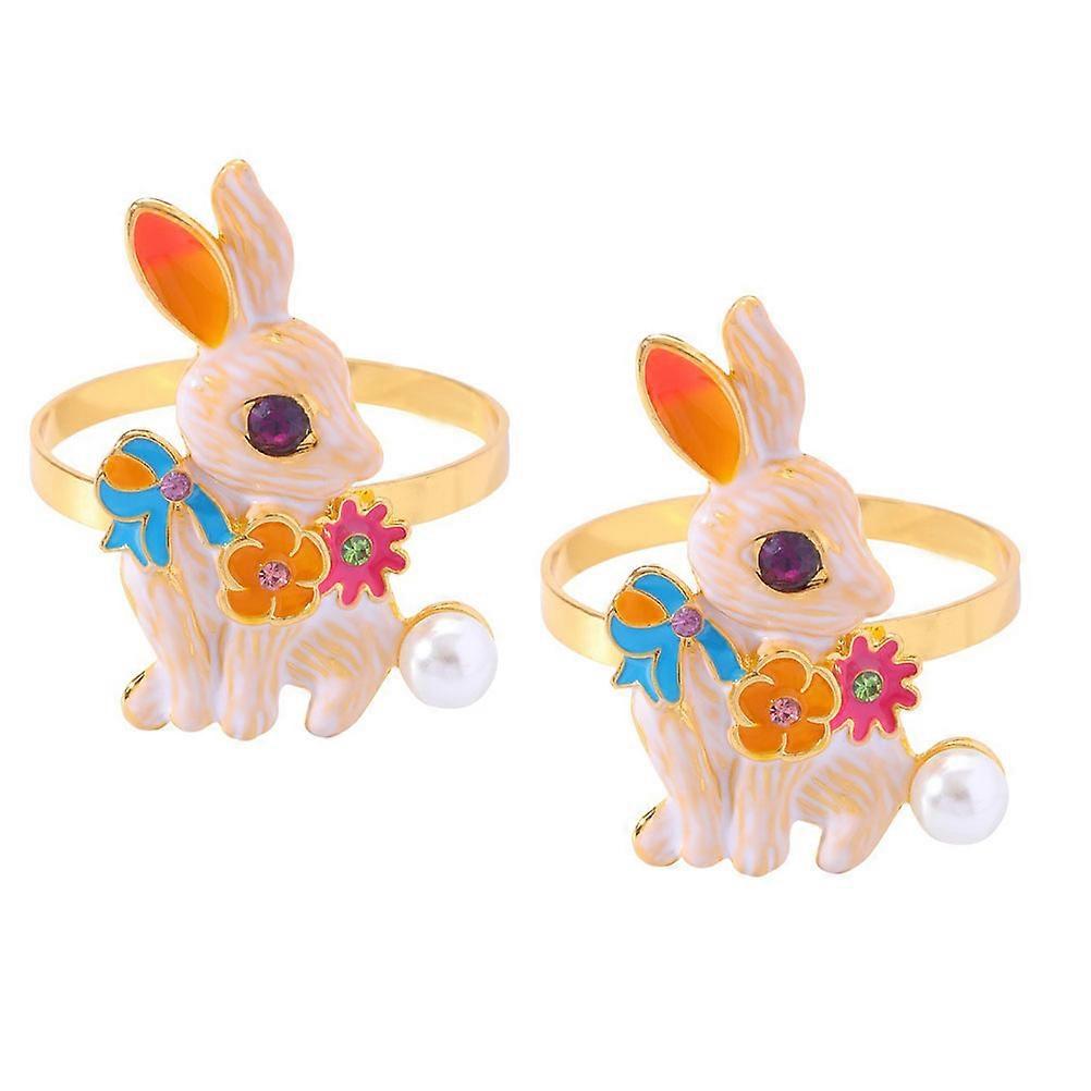 Dinner Napkin Rings Rabbit Design Napkin Rings Holders Picnics Golden 3.2x3.2x4.7cm 2Pack