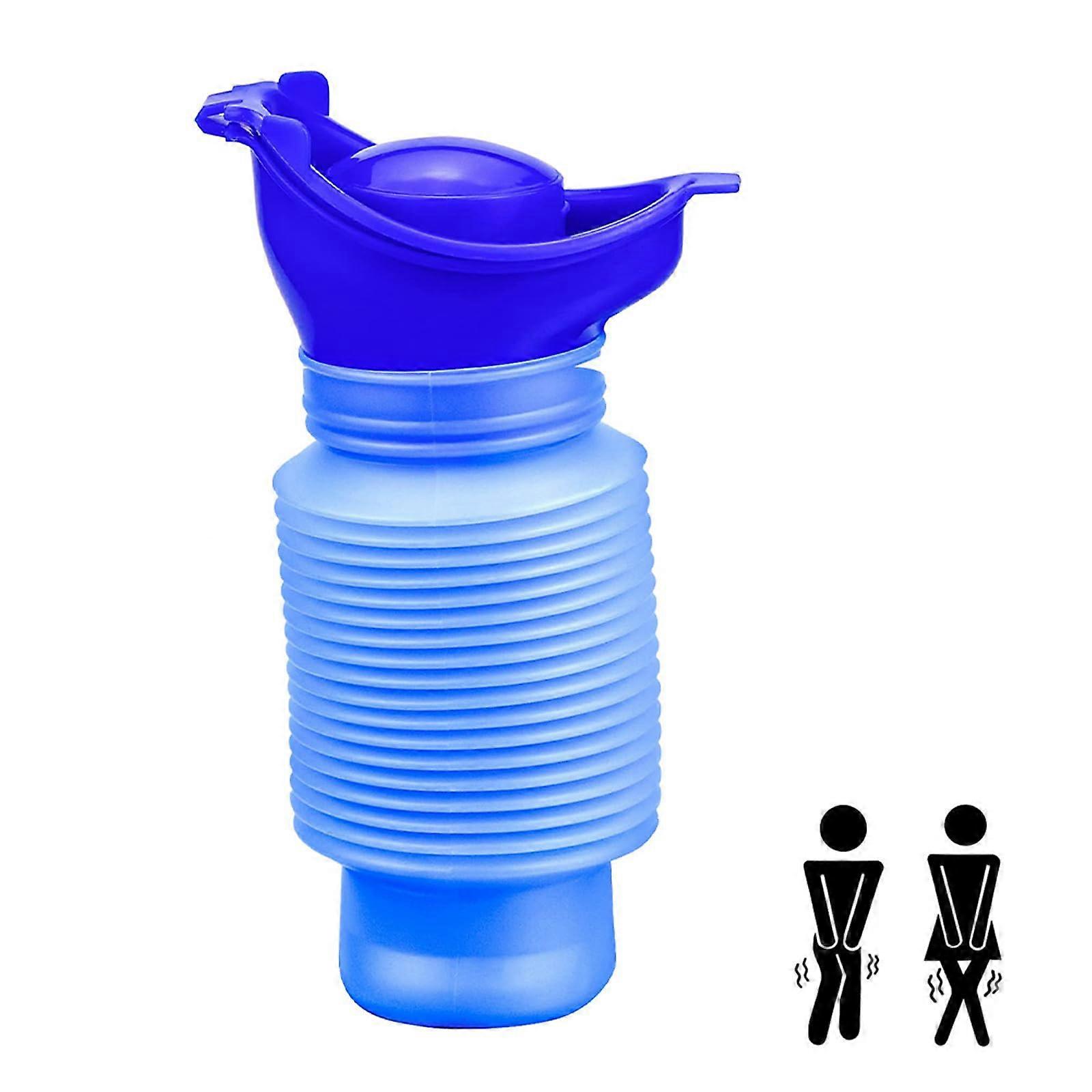 Women's Urinal Funnel, Reusable Portable Pee Aid for Camping Travel Hiking, 750 ml, Safe Standing or Squatting, Blue