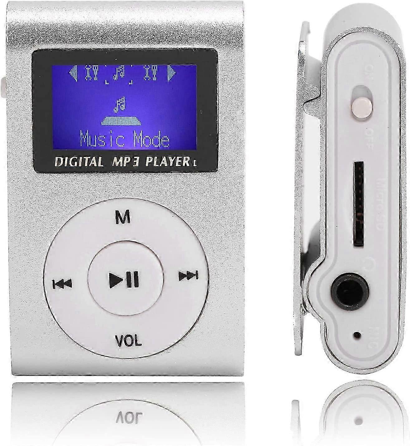 Sleek Silver Mini MP3 Player - Portable Music Device with LCD Screen