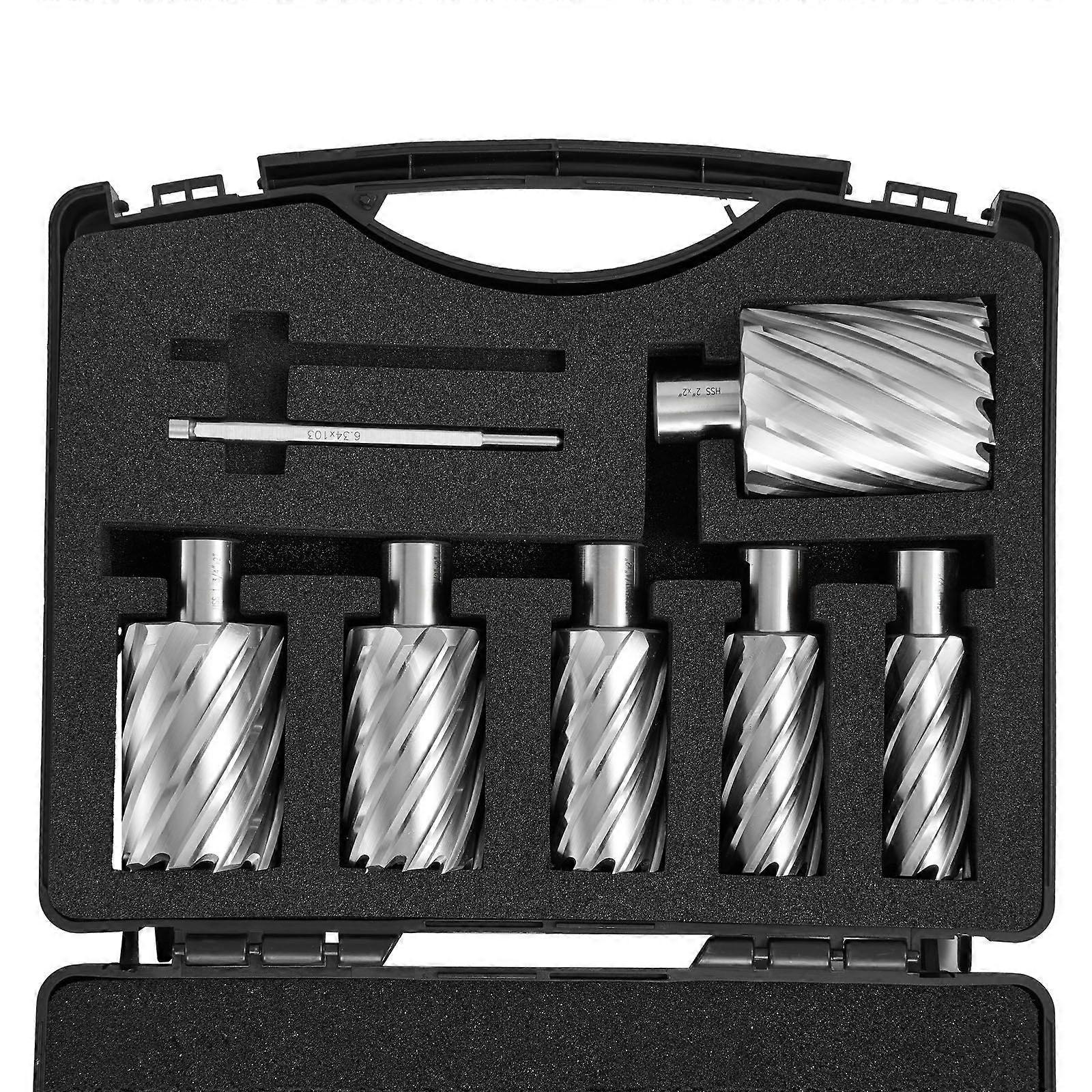Annular Cutter Set, 6 pcs Weldon Shank Mag Drill Bits, 2" Cutting Depth,  for Using with Magnetic Drills