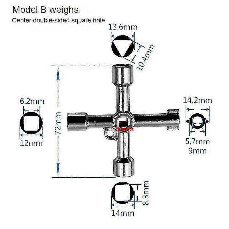 Universal Cross Triangle Wrench for Electrical Elevator Cabinet Valve Alloy Hand Tools